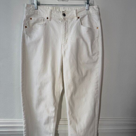 H&M Slim Fit Stretch High Waisted Ankle Mom Denim Relaxed Basic Size 12 Jeans - Picture 1 of 7